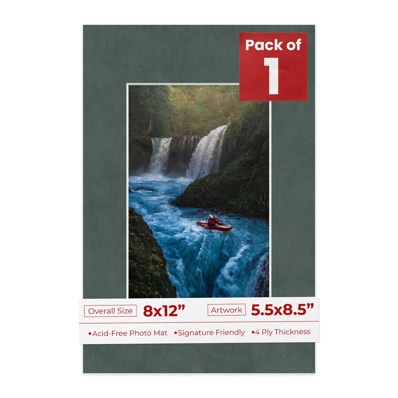 Dark Grey Suede Mat Board for 8x12 Frames - Fits 5.5x8.5 Photos